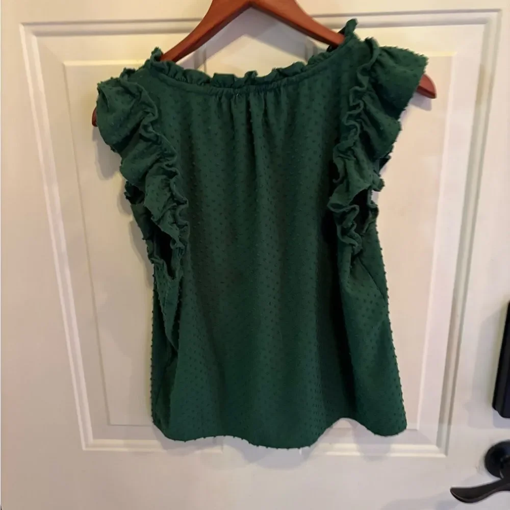 J. Crew Emerald Ruffle Sleeve Blouse